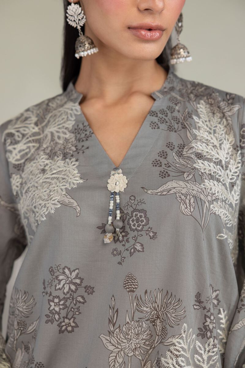 Embroidered | Cambric | Cambric V-Neck Kurta | USD 40.00