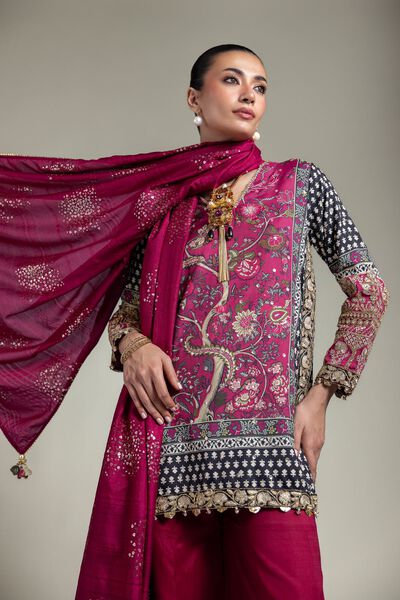 Embroidered | Raw Silk | Printed 3-Piece Set | USD 155.00