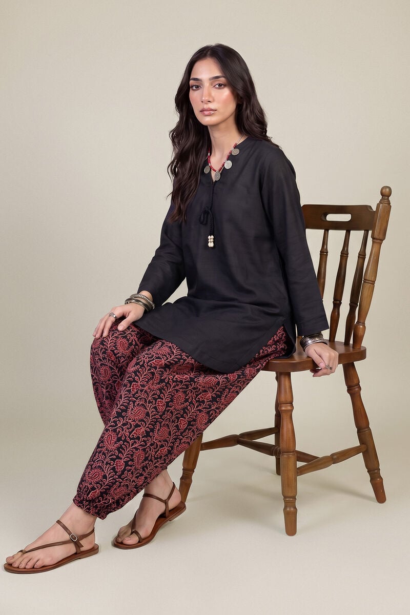 Printed | Light Khaddar | Short Black Kurta | USD 35.00