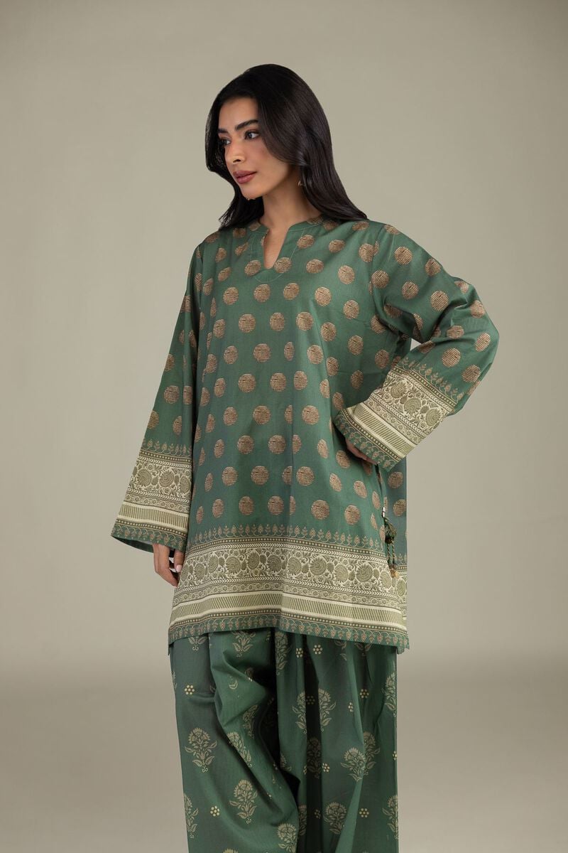Printed | Cambric | Green Tailored 2-Piece | USD 45.00