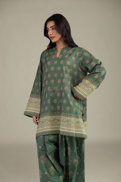 Printed | Cambric | Green Tailored 2-Piece | USD 45.00
