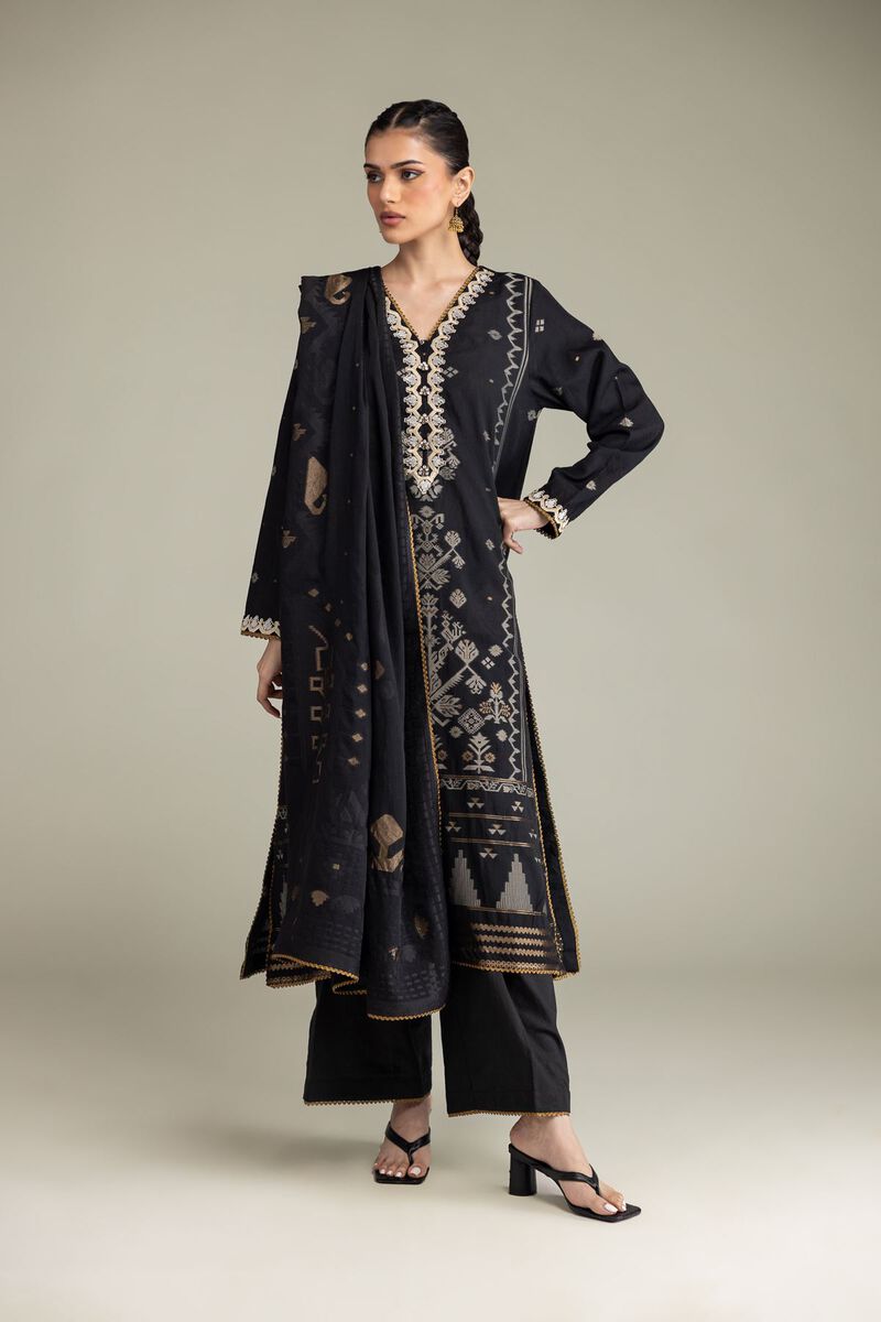 Embroidered | Jacquard | Black Tailored Set | USD 80.00