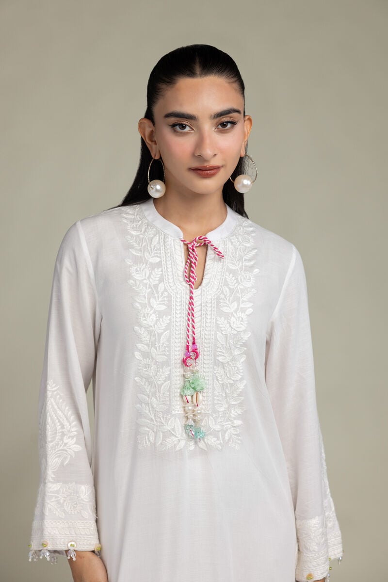 Embroidered | Raw Silk | White Silk Kurta | USD 60.00