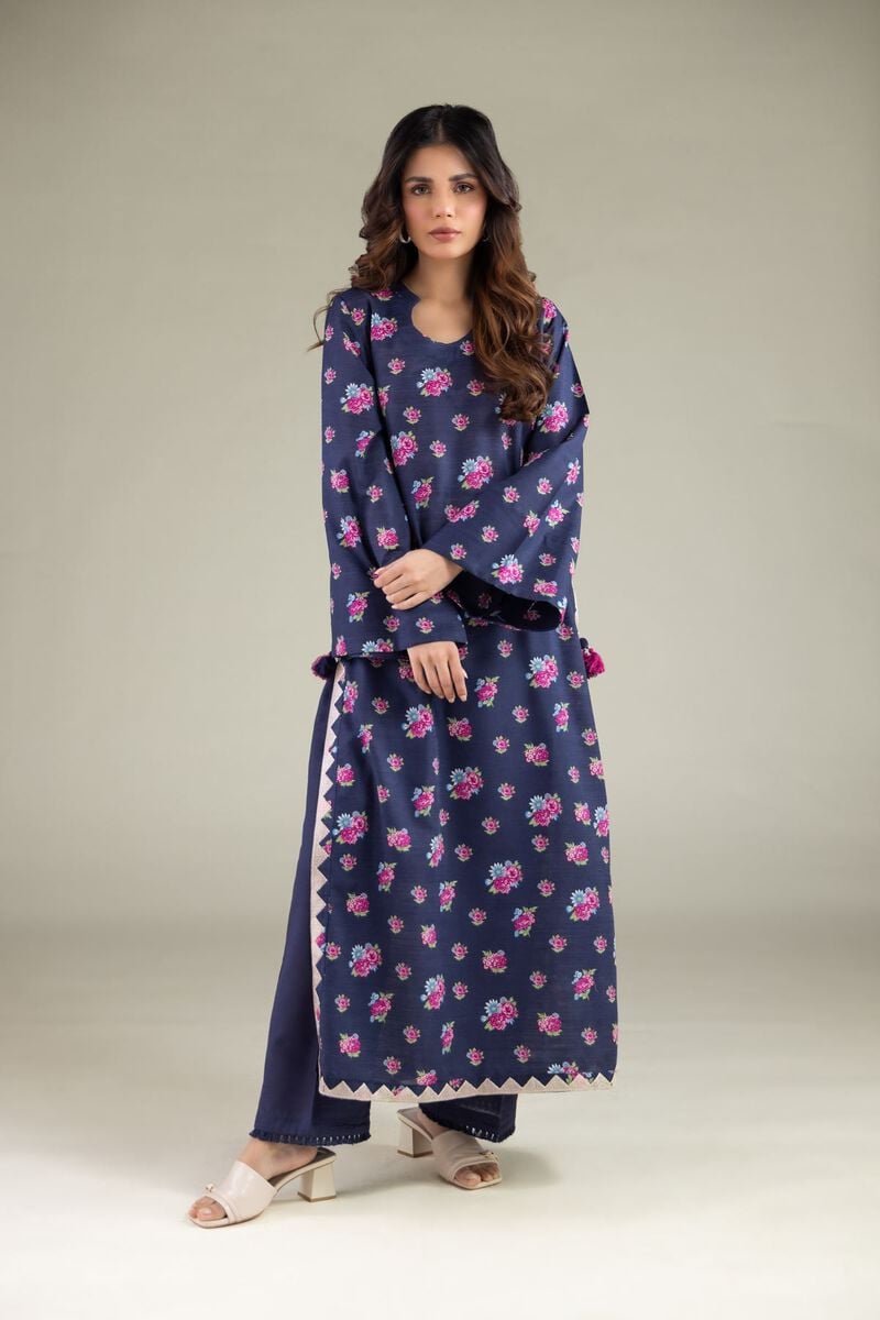Embroidered | Textured Cotton | Floral Longline Kurta | USD 35.00