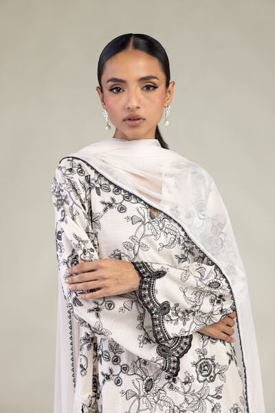 Embroidered | Dobby | White Tailored 3-Piece | USD 80.00