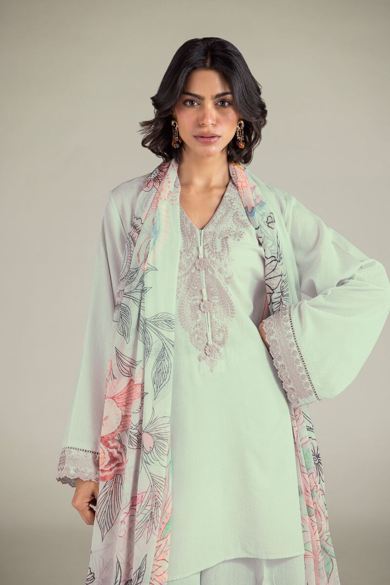 Embroidered | Cotton Dobby | 3-Piece Tailored Set | USD 65.00