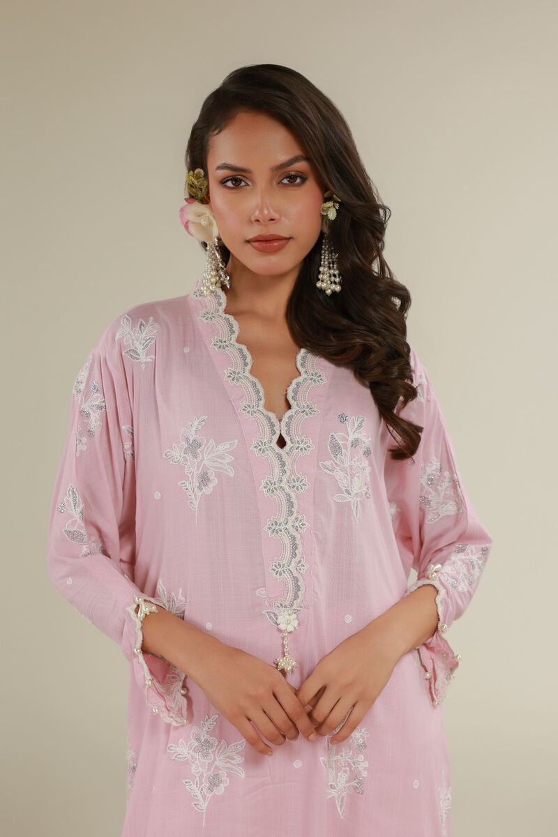 Embroidered | Raw Silk | Floral Pearl Co-ords | USD 100.00