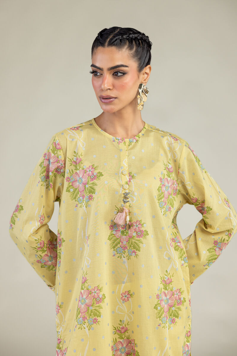 Printed | Cambric | Floral Yellow Kurta | USD 35.00