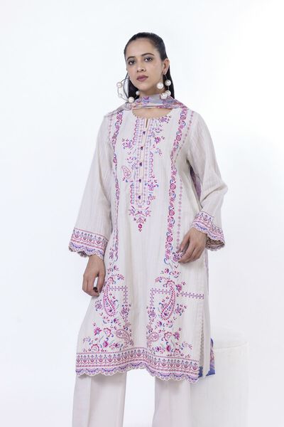 Embroidered | Textured Cotton | Tailored 3 Piece | USD 85.00
