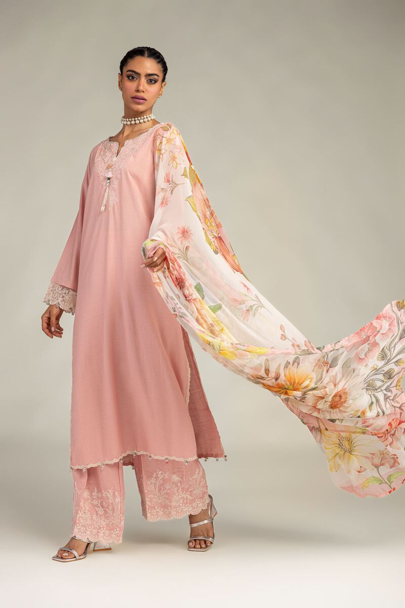 Embroidered | Mesuri | Pink Floral Dupatta | USD 30.00