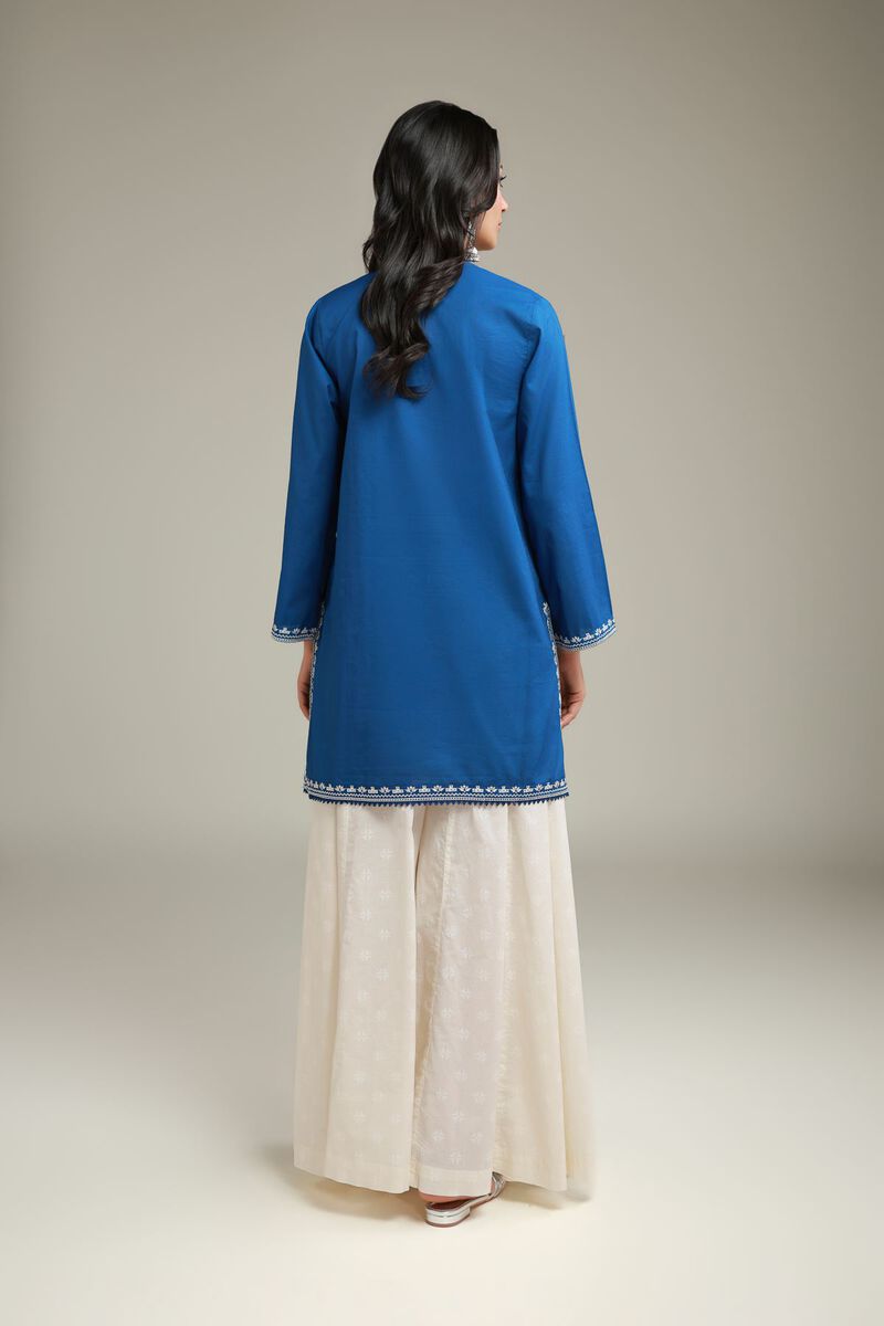 Embroidered | Cambric | Blue Cambric Kurta | USD 35.00