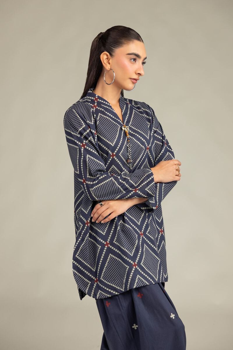 Printed | Cambric | Short Navy Kurta | USD 35.00