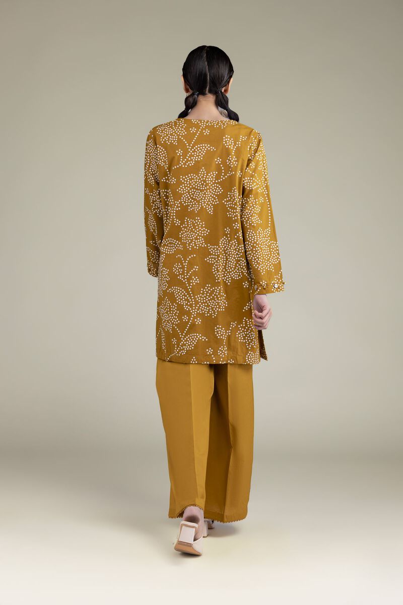 Printed | Cambric | Floral Mustard Kurta | USD 40.00