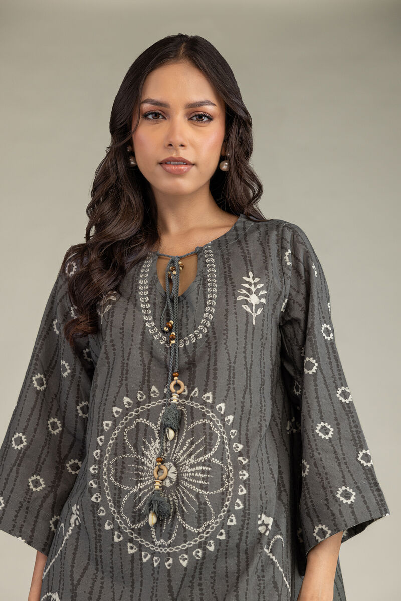 Printed | Cotton Dobby | Gray Cotton Kurta | USD 30.00