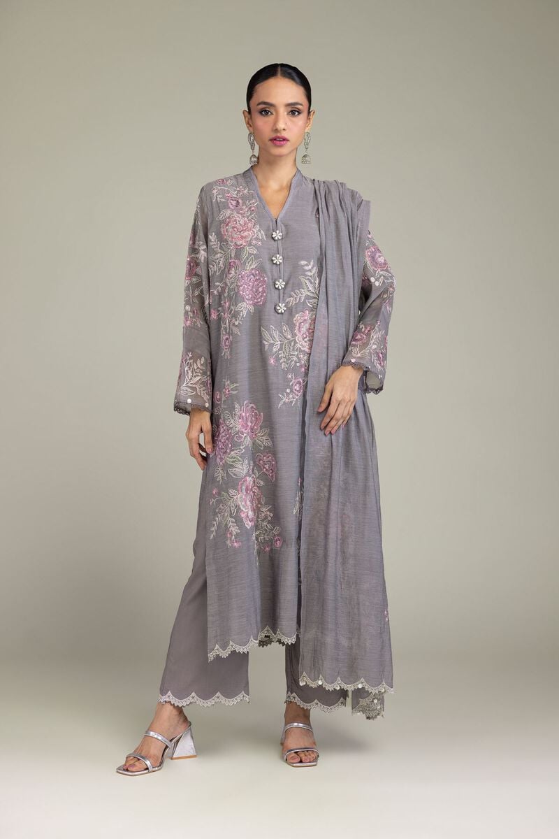 Embroidered | Paper Silk | Floral Silk Dupatta | USD 40.00