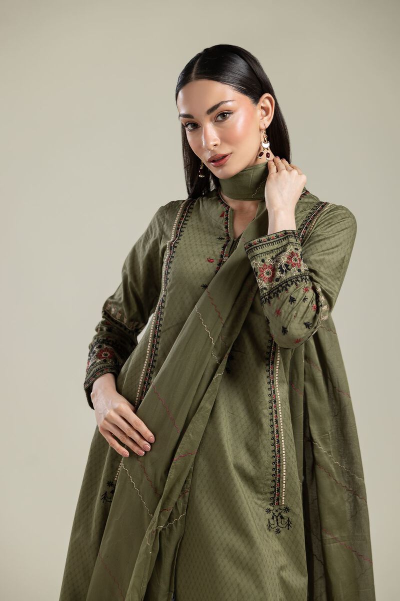Embroidered | Lawn | Lawn Olive Dupatta | USD 30.00