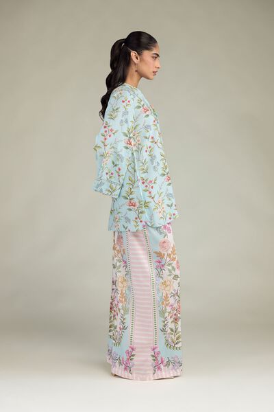 Printed | Cotton Viscose | Blue Cotton Pants | USD 30.00
