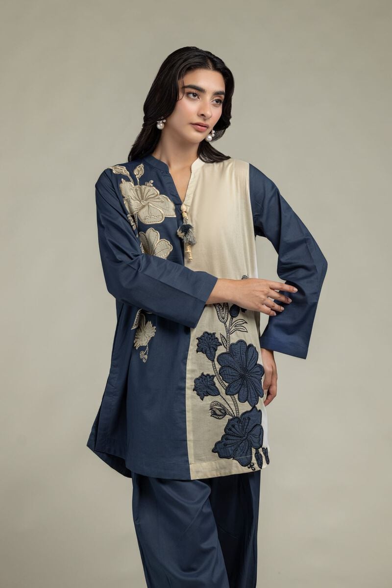 Cambric | Floral Band-Collar Kurta | USD 40.00