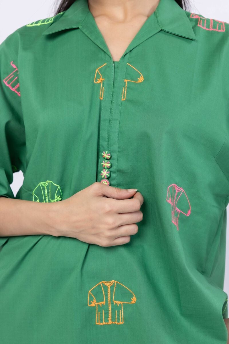 Embroidered | Crosshatch Poplin | Kurta | USD 15.00
