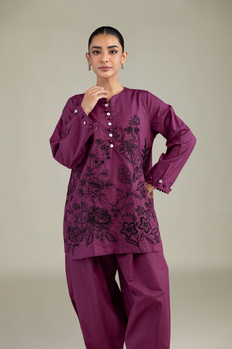Embroidered | Cotton Dobby | Short Floral Kurta | USD 45.00