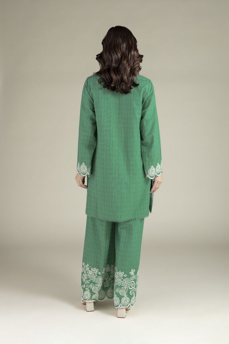 Embroidered | Cotton Dobby | Green Tailored Set | USD 65.00