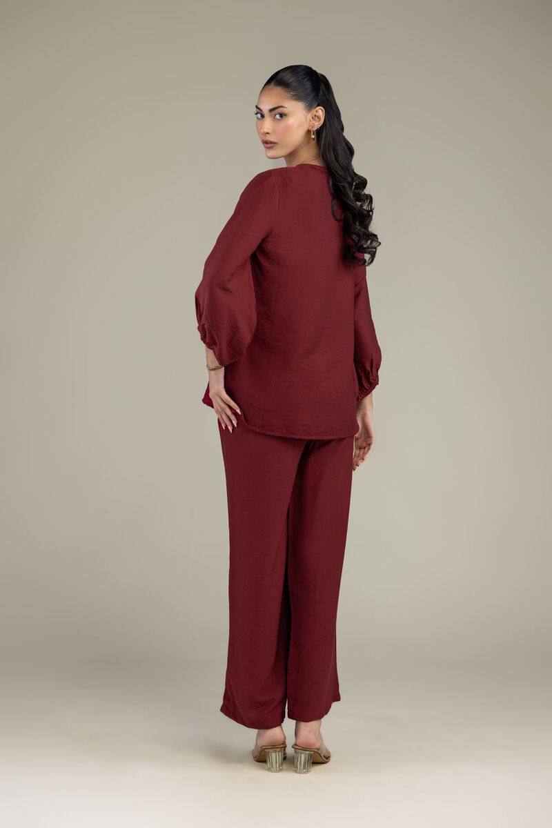 Dyed | Crepe | Solid Maroon Shirt | USD 40.00