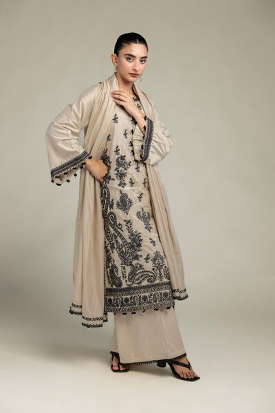 Raw Silk | Beige Solid Pants | USD 30.00