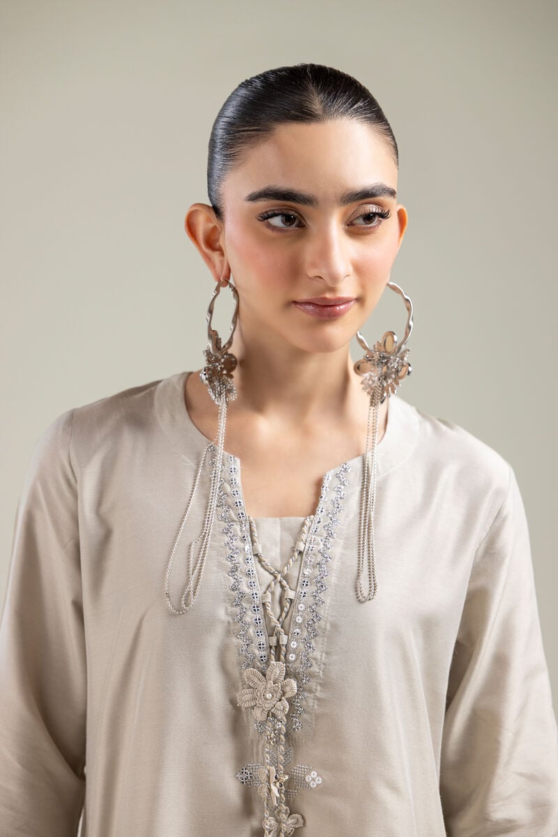 Raw Silk | Beige Raw Silk Kurta | USD 40.00