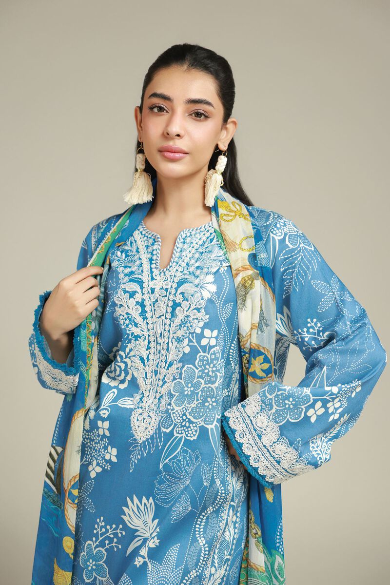 Embroidered | Satin | 3-Piece Tailored Set | USD 75.00