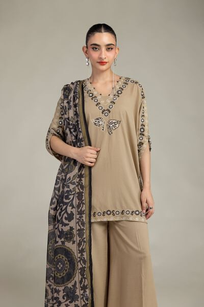 Embroidered | Raw Silk | Beige Silk Kurta | USD 55.00