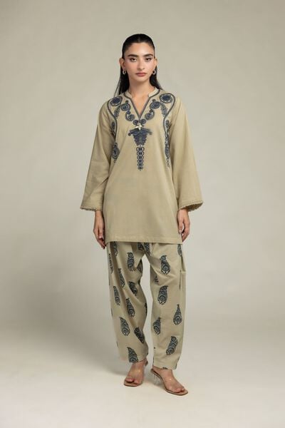 Embroidered | Cambric | Beige Paisley Shalwar | USD 30.00