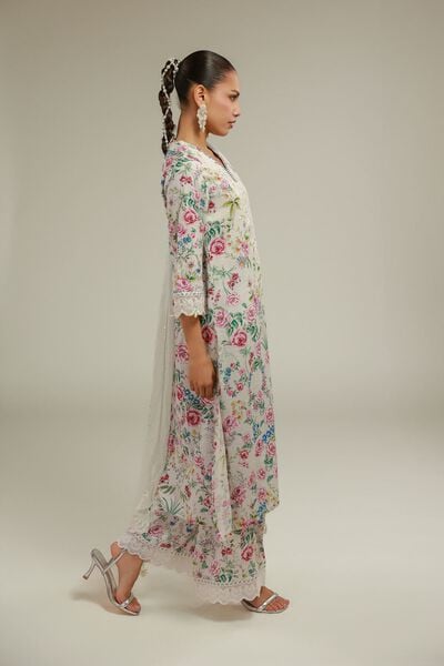 Embroidered | Raw Silk | Floral Lace Pants | USD 35.00