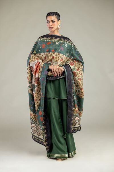 Embroidered | Raw Silk | Green Silk Pants | USD 35.00