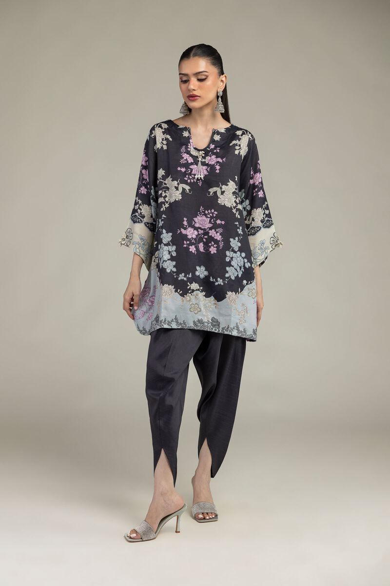 Embroidered | Raw Silk | Black Silk Pants | USD 35.00