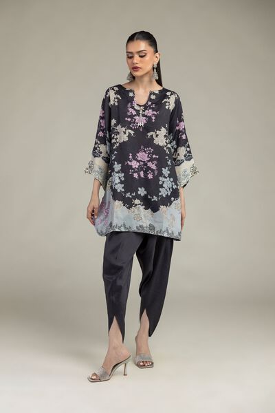 Embroidered | Raw Silk | Black Silk Pants | USD 35.00