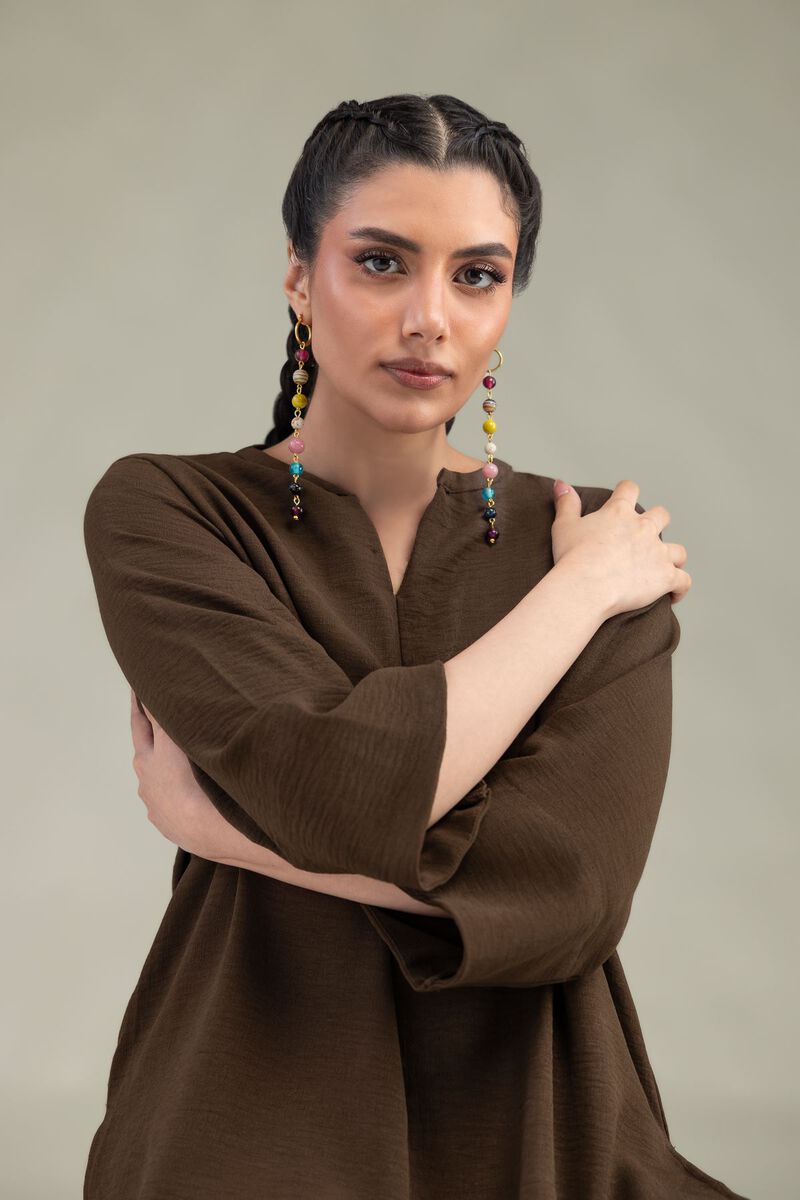 Dyed | Crepe Georgette | Solid V-Neck Tunic | USD 40.00