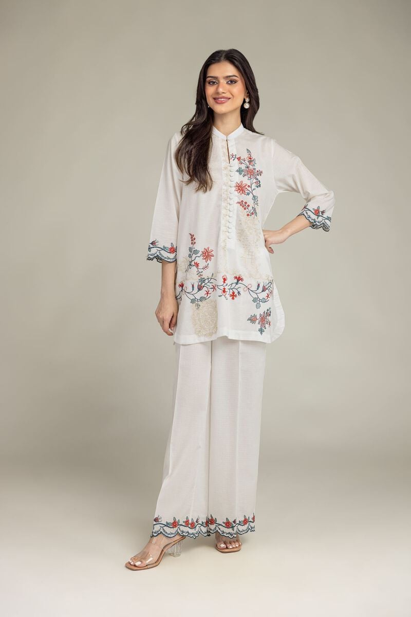 Embroidered | Cotton Dobby | Short Floral Kurta | USD 35.00