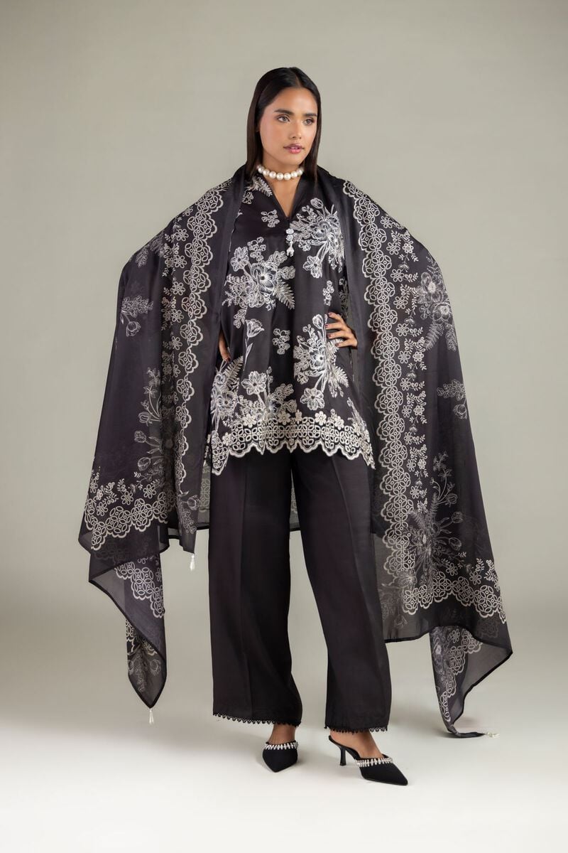 Embroidered | Raw Silk | Geometric Threadwork Dupatta | USD 35.00