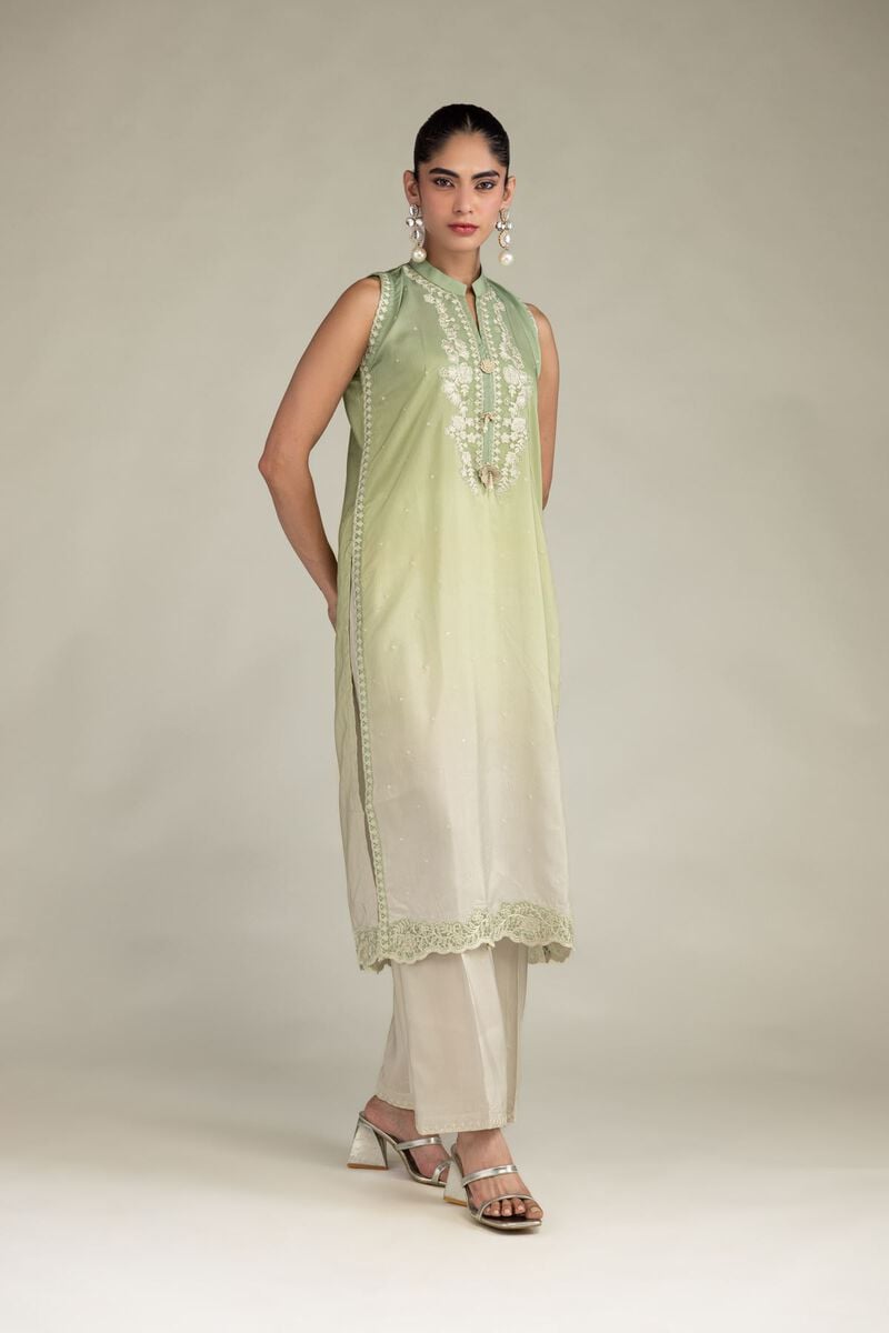 Embroidered | Blended Viscose | Sleeveless Floral Kurta | USD 60.00