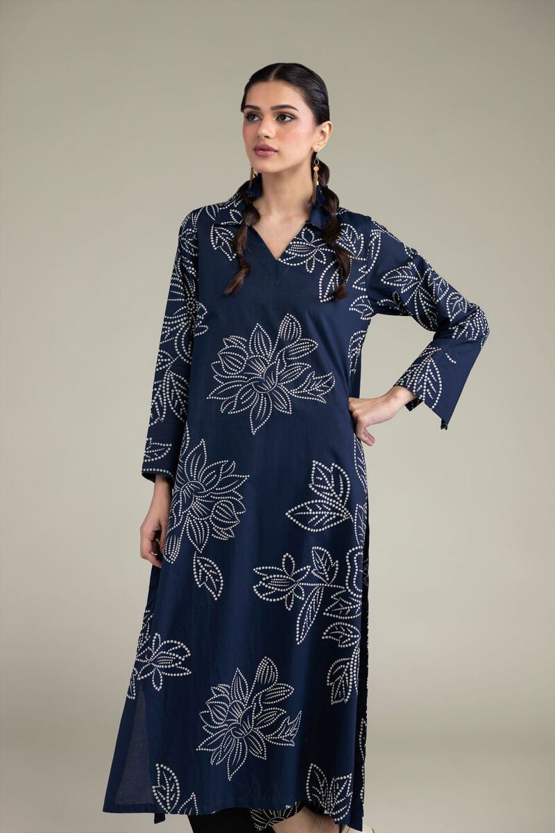 Printed | Cambric | Navy Longline Kurta | USD 35.00
