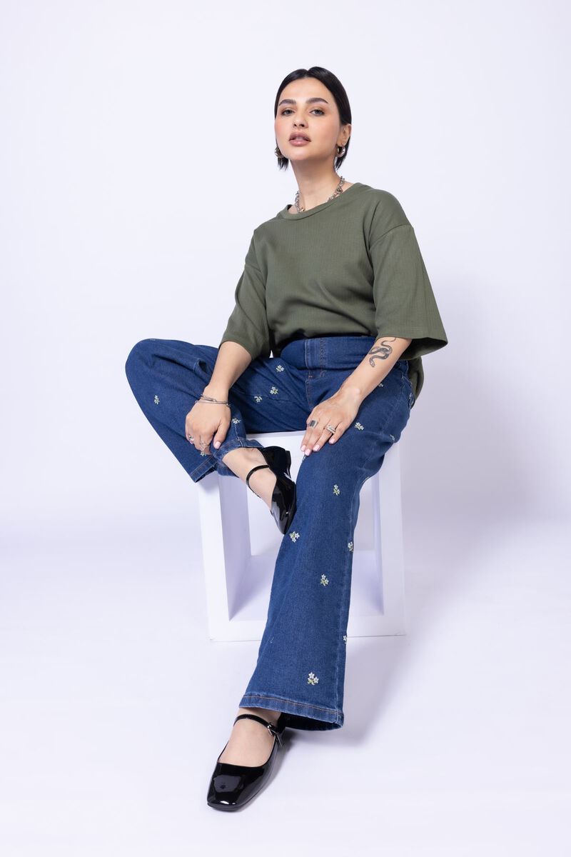 Embroidered | Stretch Denim | Jeans | null