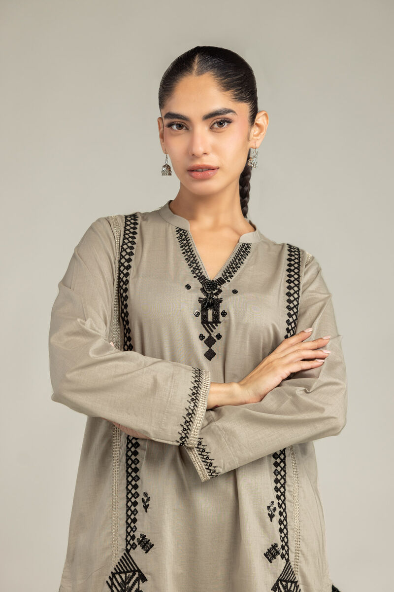 Embroidered | Cambric | Cambric V-Neck Kurta | USD 40.00