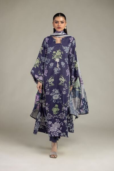 Embroidered | Raw Silk | Navy Longline Kurta | USD 60.00