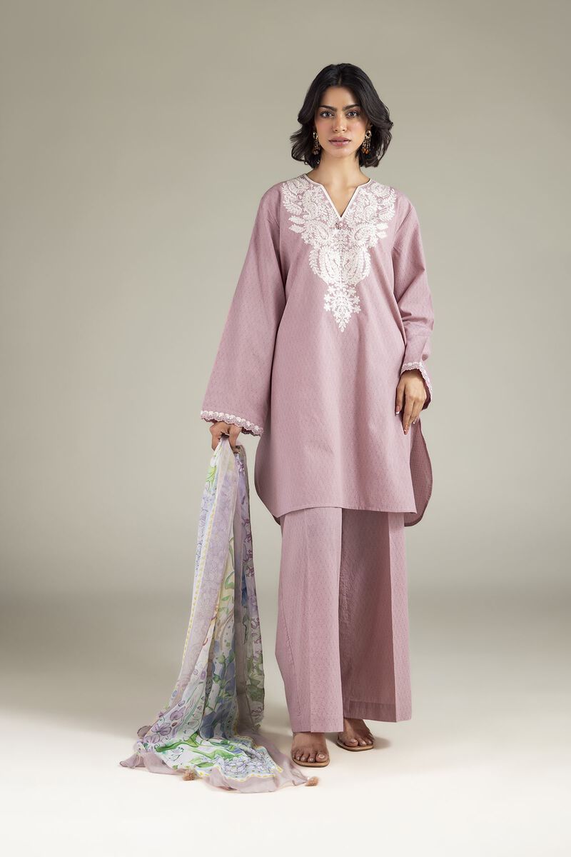 Embroidered | Cotton Dobby | Tailored Cotton 3-Piece | USD 65.00