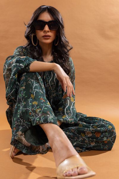 Peasant Blouse, GREEN, hi-res