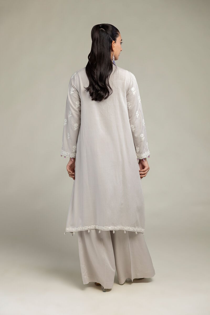 Embroidered | Raw Silk | Floral Longline Kurta | USD 65.00