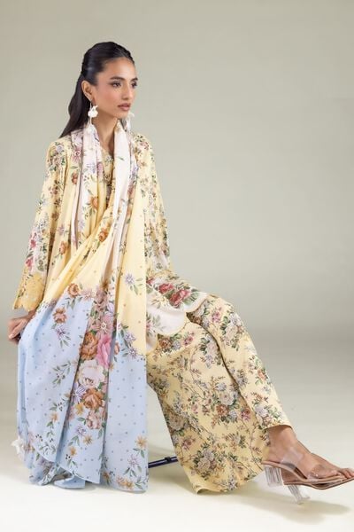 Embroidered | Cambric | Floral V-Neck Kurta | USD 40.00