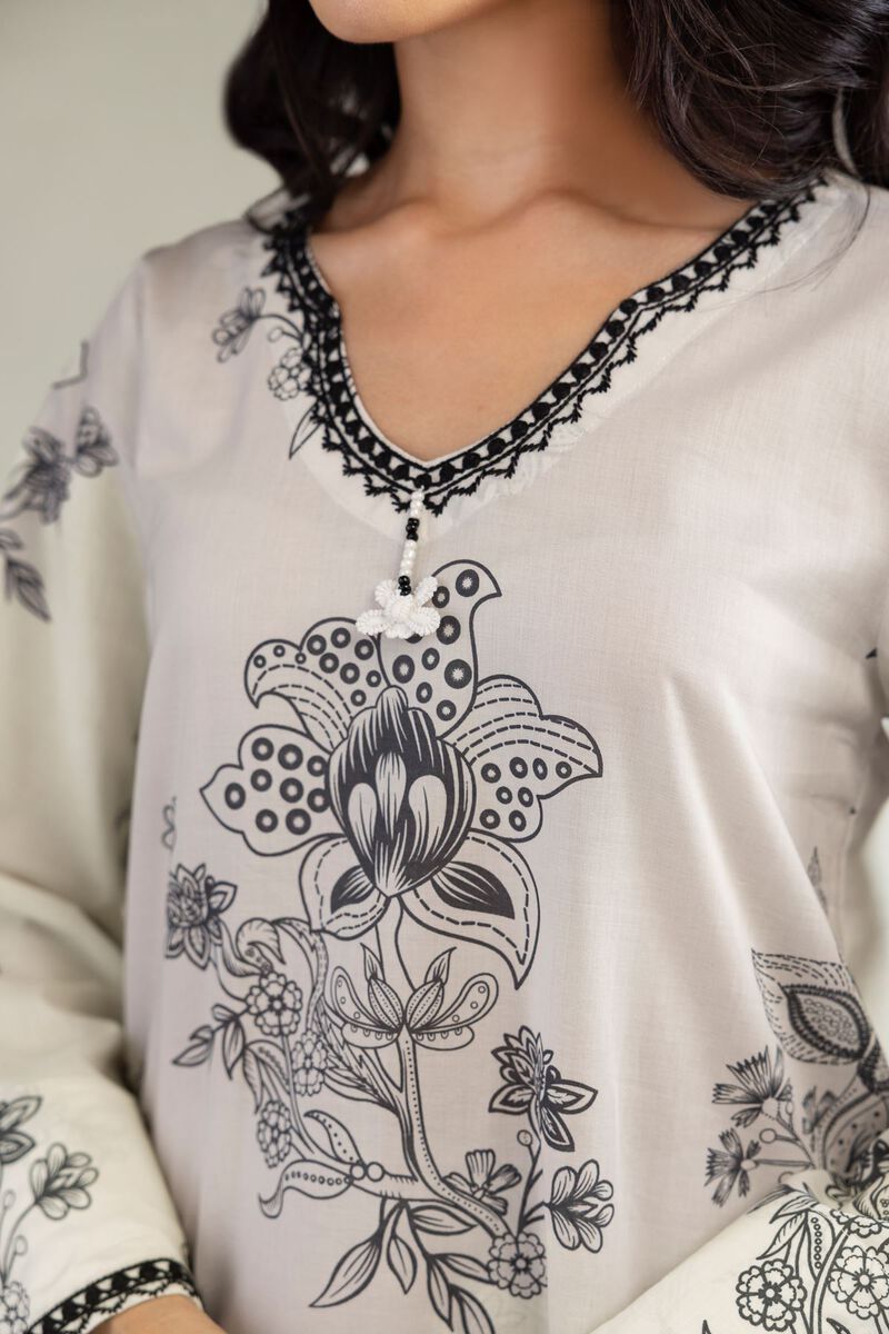 Embroidered | Cambric | Short Floral Kurta | USD 35.00