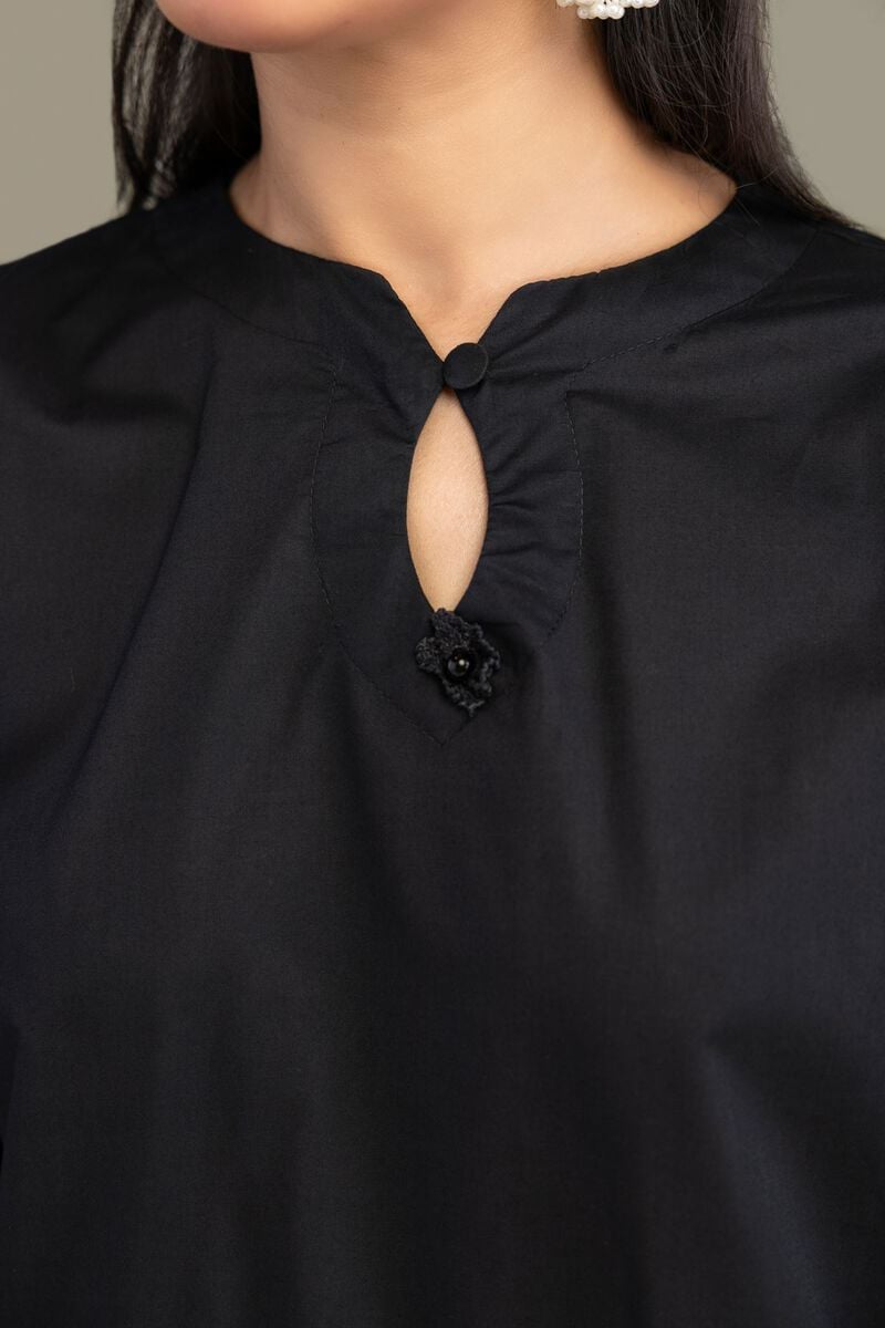 Embroidered | Cambric | Short Black Kurta | USD 55.00