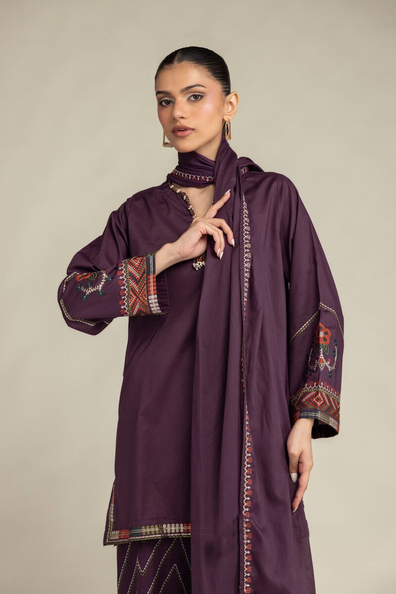 Embroidered | Lawn | Purple Lawn Dupatta | USD 35.00